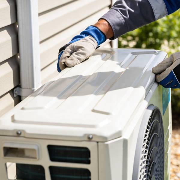 Installation av utedel av värmepump i Karlskoga